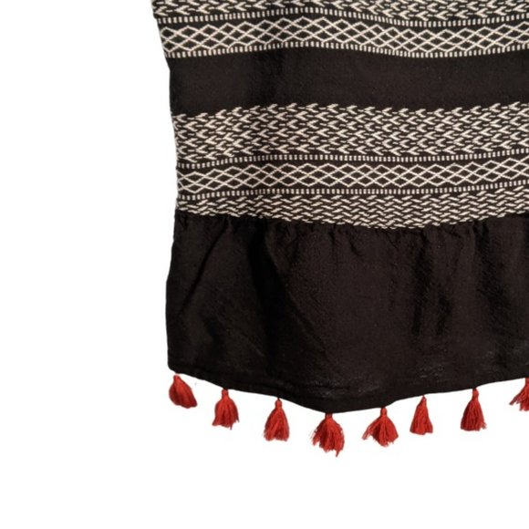 Ana Black White Bo-Ho Inspired Tassel Tank XL NWT - Picture 8 of 10